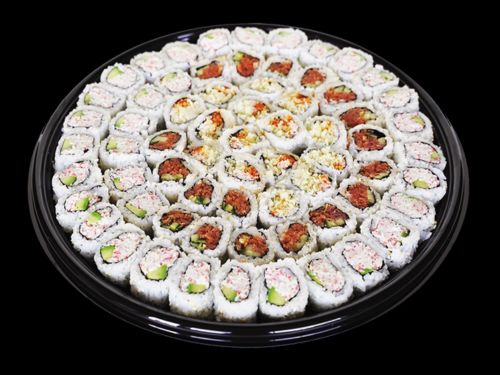 32 pcs California Rolls 16 pcs Spicy Tuna Rolls 16 pcs Salmon & Avocado Rolls